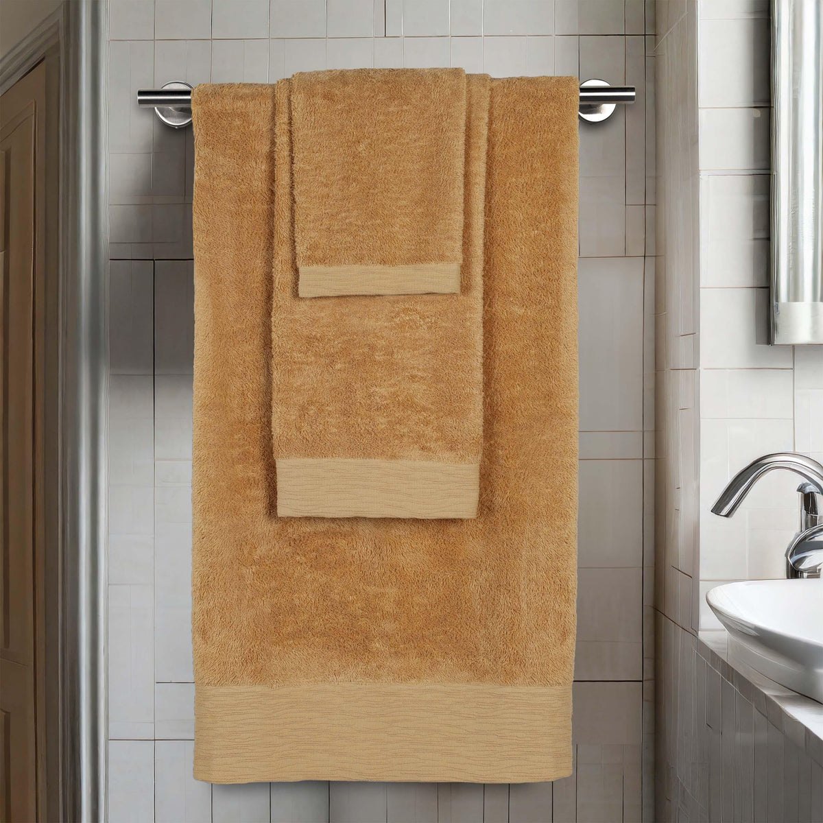 Rayon from Bamboo Eco-Friendly Fluffy Soft Solid 3 Piece Towel Set