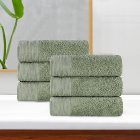 Rayon from Bamboo Eco-Friendly Fluffy Solid Hand Towel Set of 6
