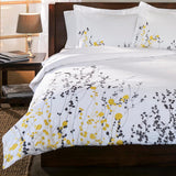100% Cotton Reed Embroidered Floral Duvet Cover Set
