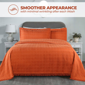 Remi Cotton Blend Jacquard Geometric Fringe Bedspread Set