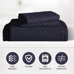 Remi Cotton Blend Jacquard Geometric Fringe Bedspread Set