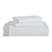 Remi Cotton Blend Jacquard Geometric Fringe Bedspread Set