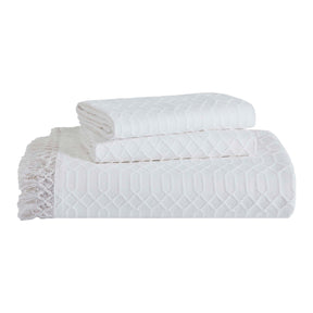 Remi Cotton Blend Jacquard Geometric Fringe Bedspread Set