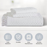 Lightweight Cotton Bedspread Set 3-Piece Remi Geometric Fringe Jacquard