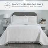 Lightweight Cotton Bedspread Set 3-Piece Remi Geometric Fringe Jacquard