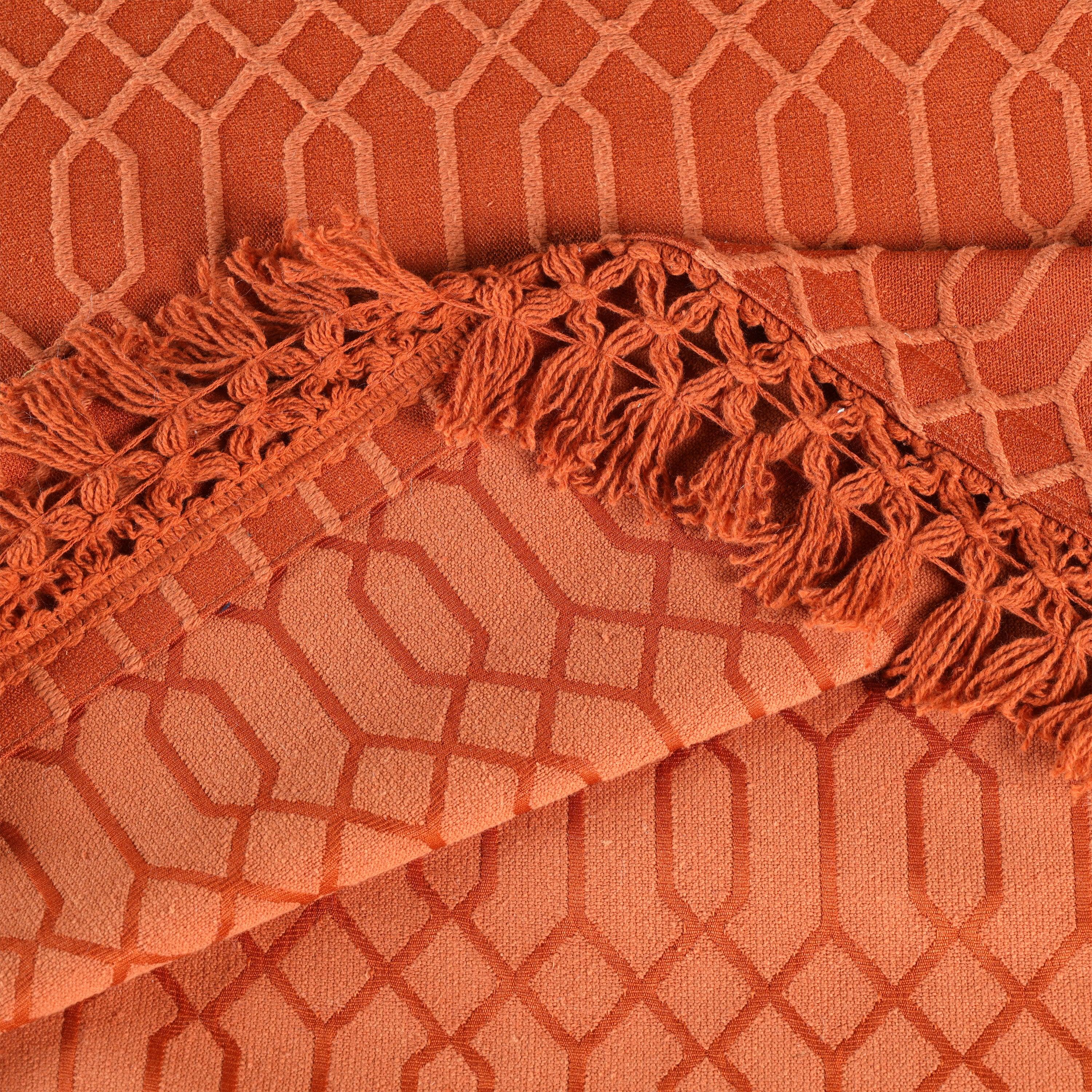 Remi Cotton Blend Jacquard Geometric Fringe Bedspread Set