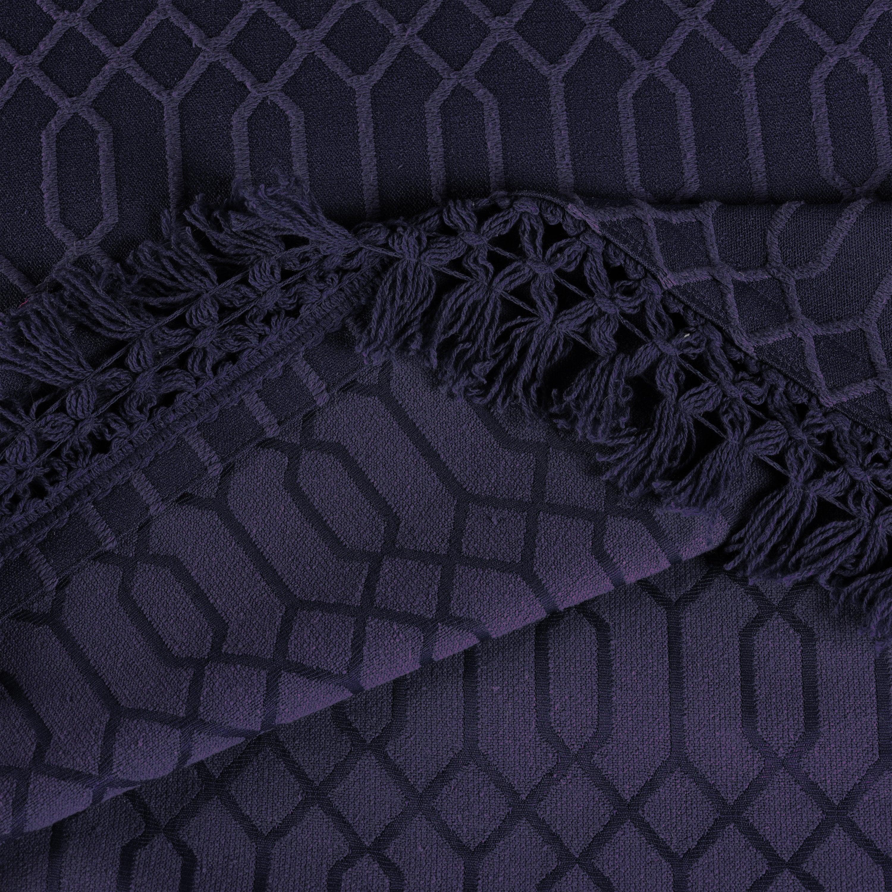 Remi Cotton Blend Jacquard Geometric Fringe Bedspread Set