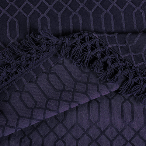 Lightweight Cotton Bedspread Set 3-Piece Remi Geometric Fringe Jacquard