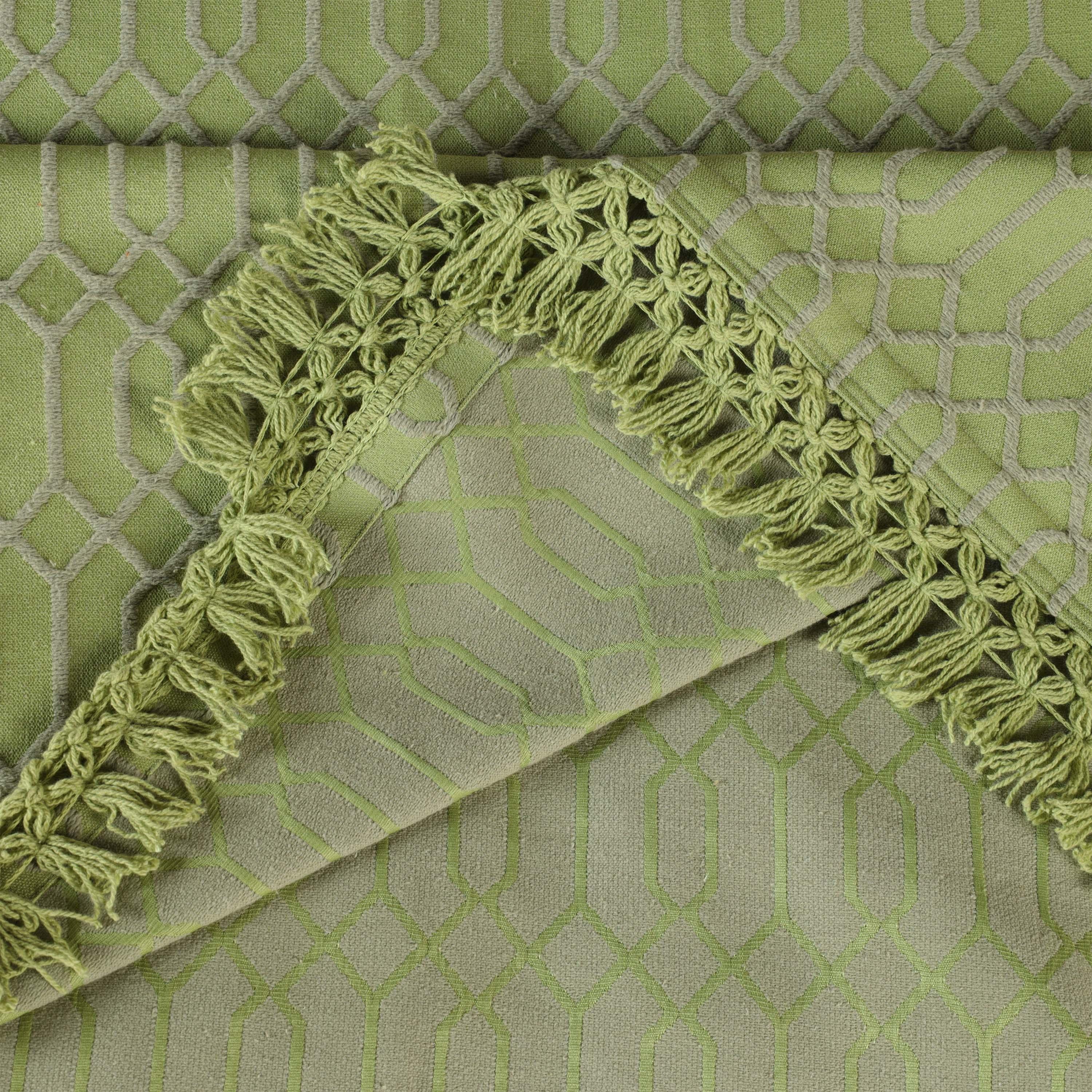 Remi Cotton Blend Jacquard Geometric Fringe Bedspread Set