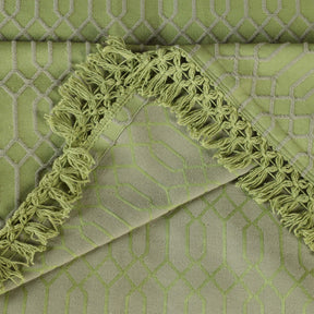 Remi Cotton Blend Jacquard Geometric Fringe Bedspread Set