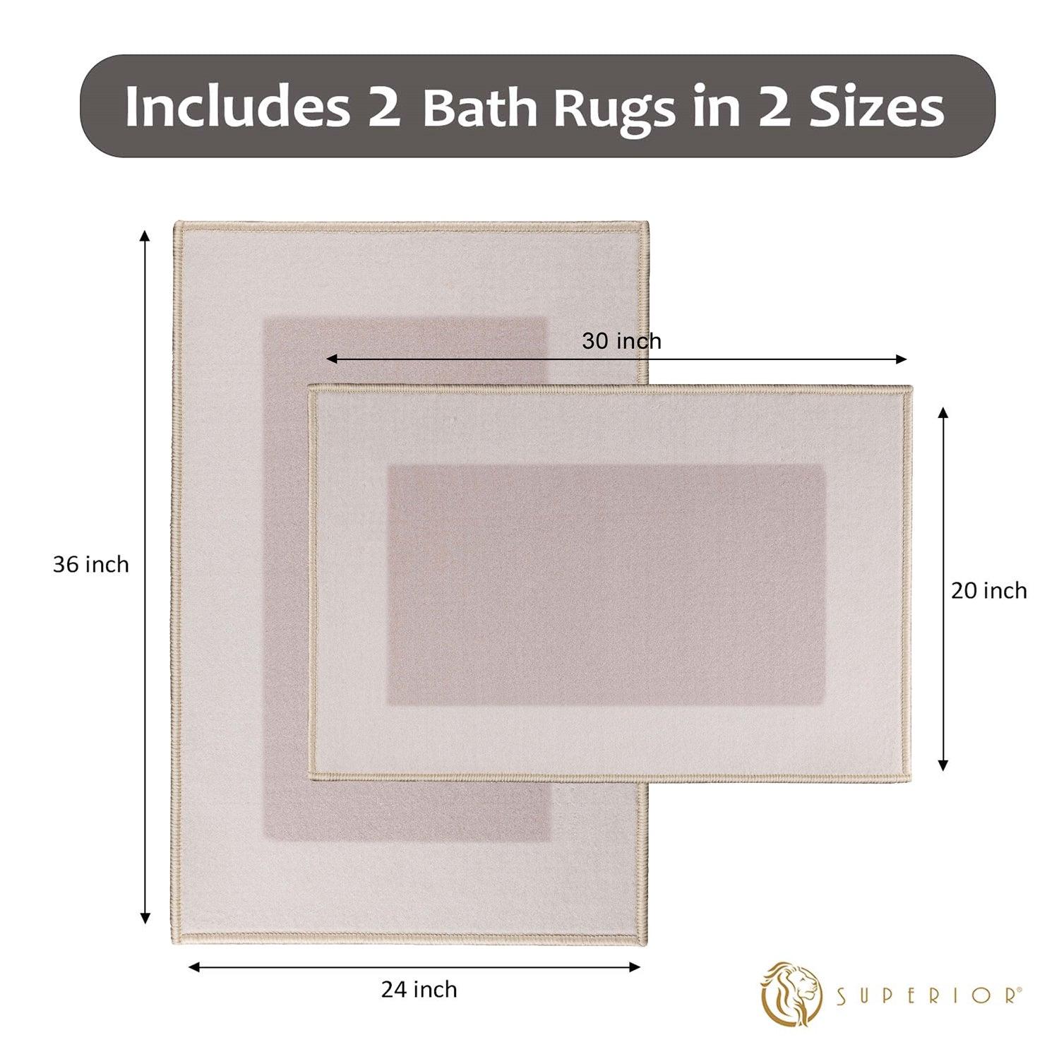 Reno Modern Non-Slip Machine Washable Kitchen & Bath Rug Mat Set