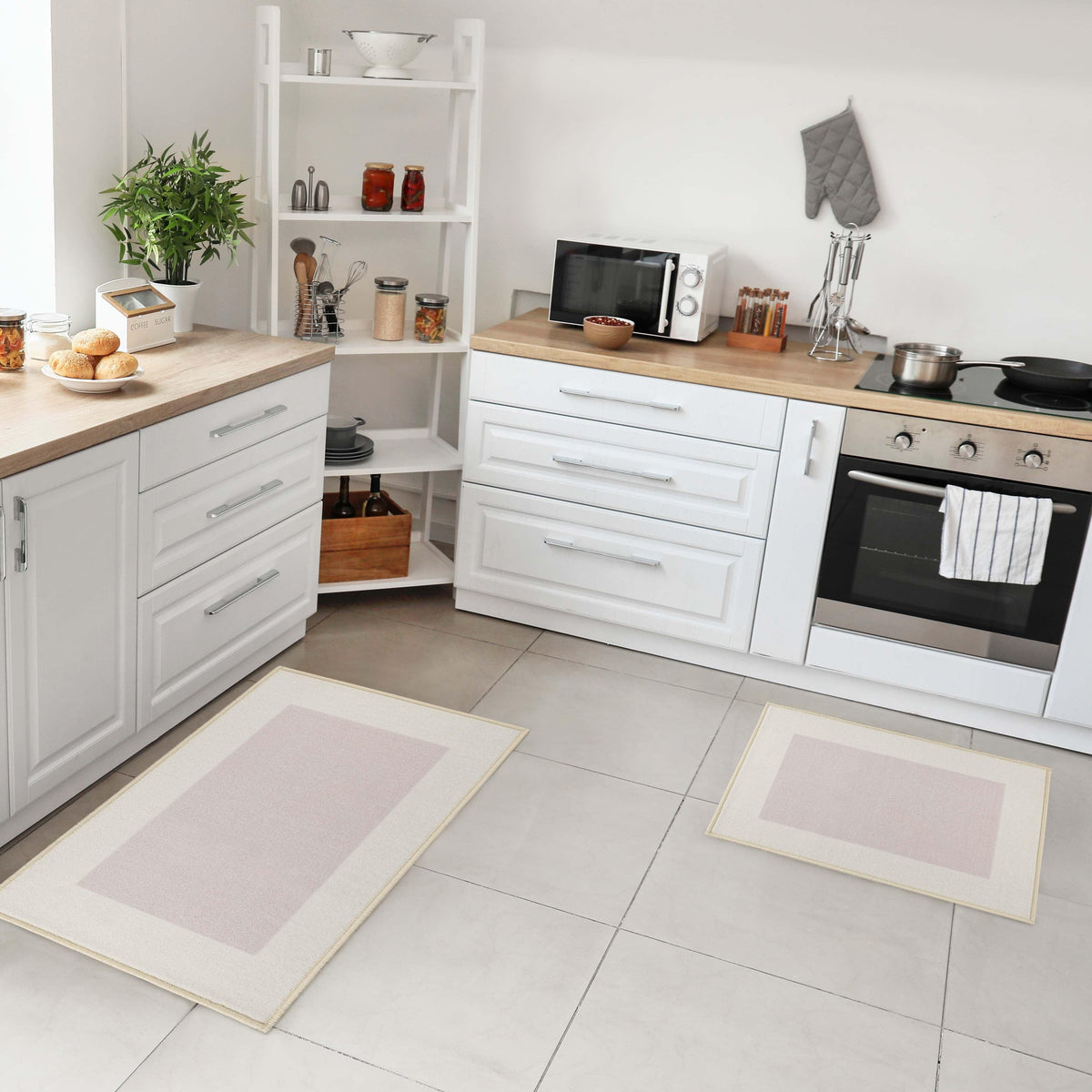 Reno Modern Non-Slip Machine Washable Kitchen & Bath Rug Mat Set