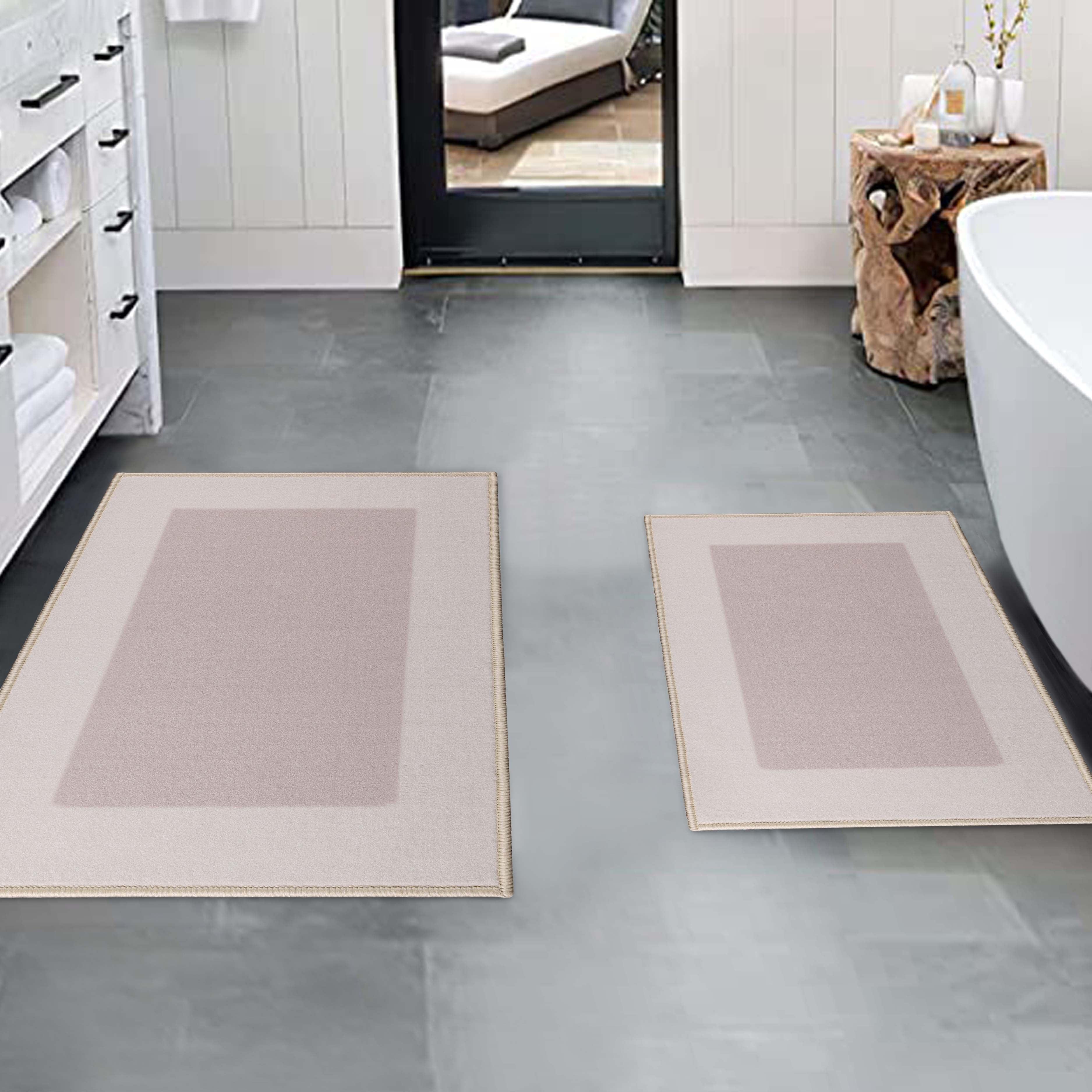 Reno Modern Non-Slip Machine Washable Kitchen & Bath Rug Mat Set