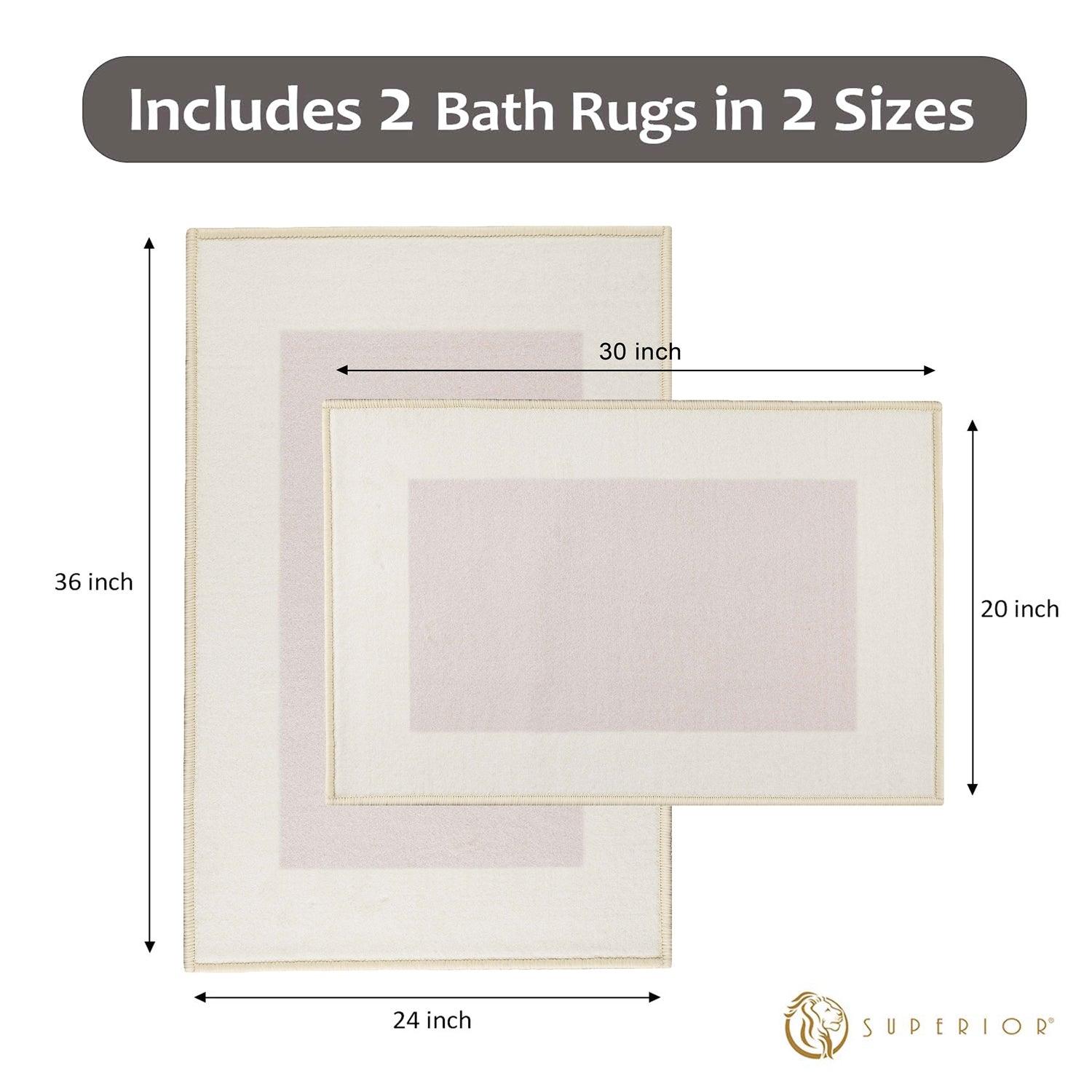 Reno Modern Non-Slip Machine Washable Kitchen & Bath Rug Mat Set