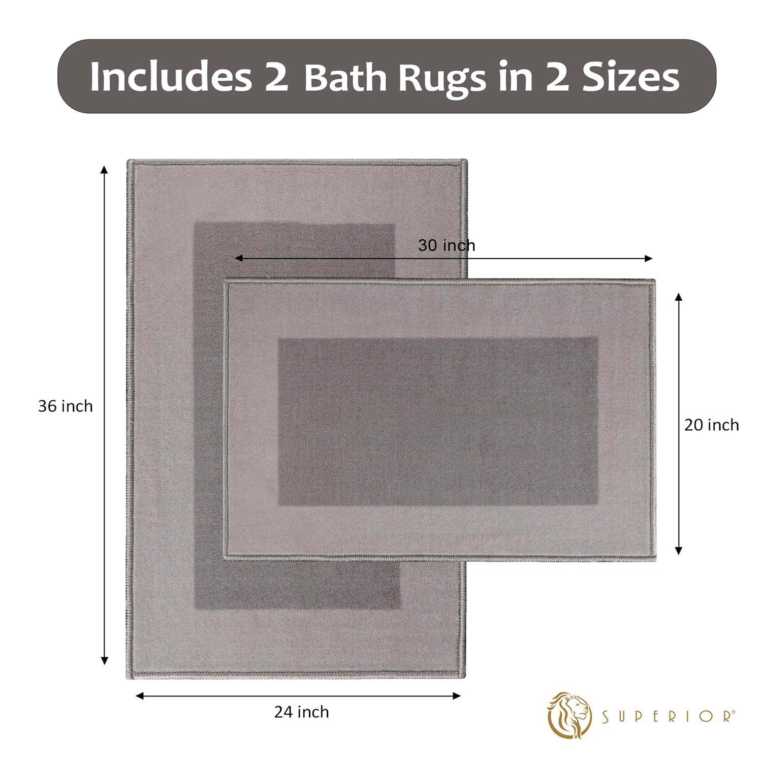 Reno Modern Non-Slip Machine Washable Kitchen & Bath Rug Mat Set