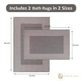 Reno Modern Non-Slip Machine Washable Kitchen & Bath Rug Mat Set