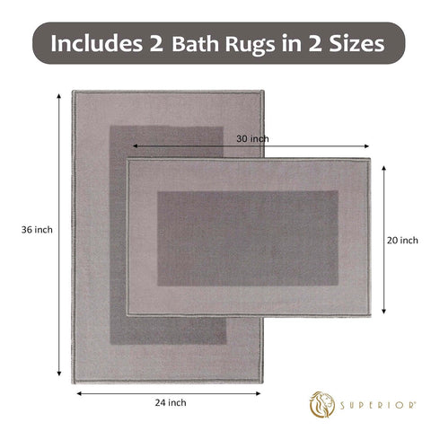 Reno Modern Non-Slip Machine Washable Kitchen & Bath Rug Mat Set
