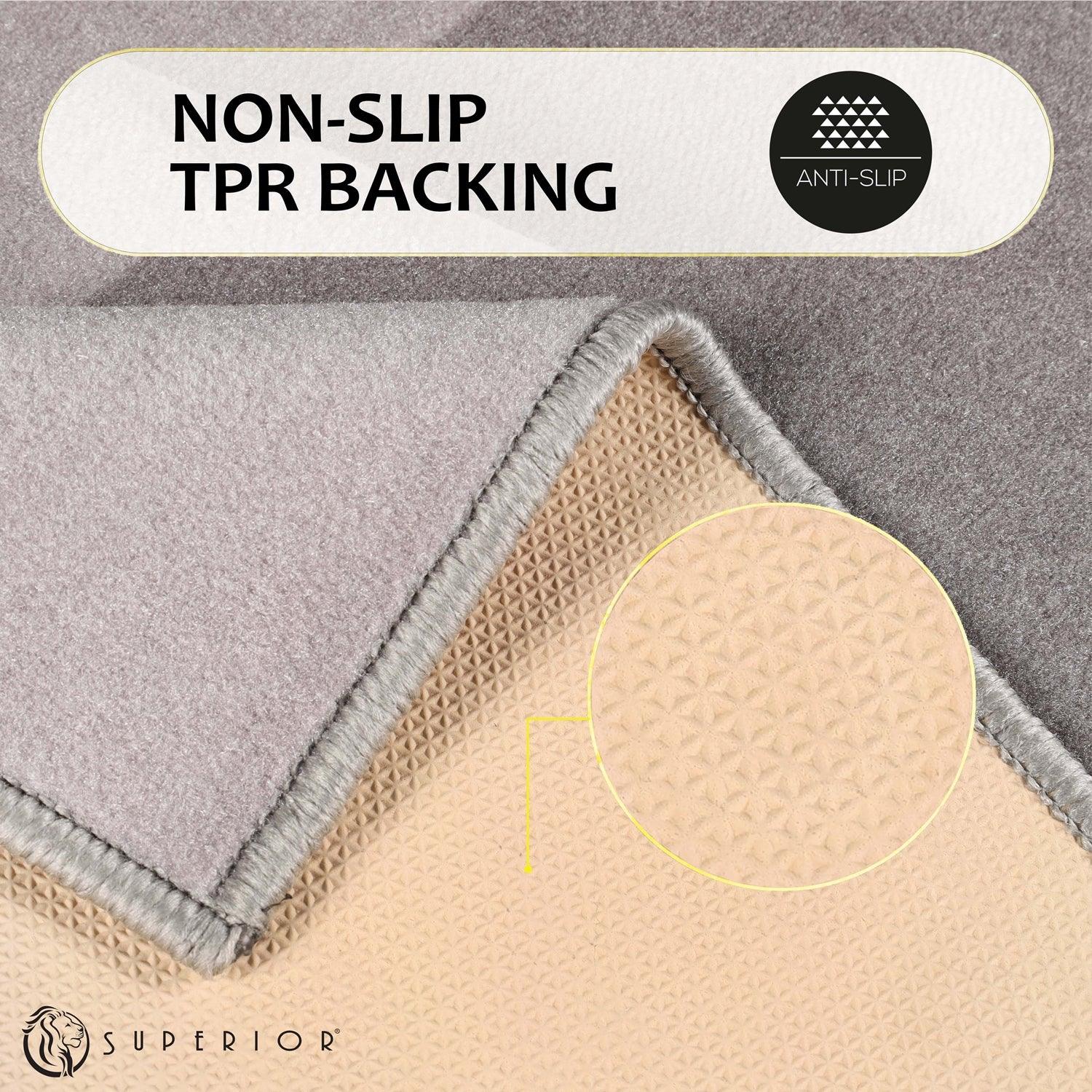 Reno Modern Non-Slip Machine Washable Kitchen & Bath Rug Mat Set