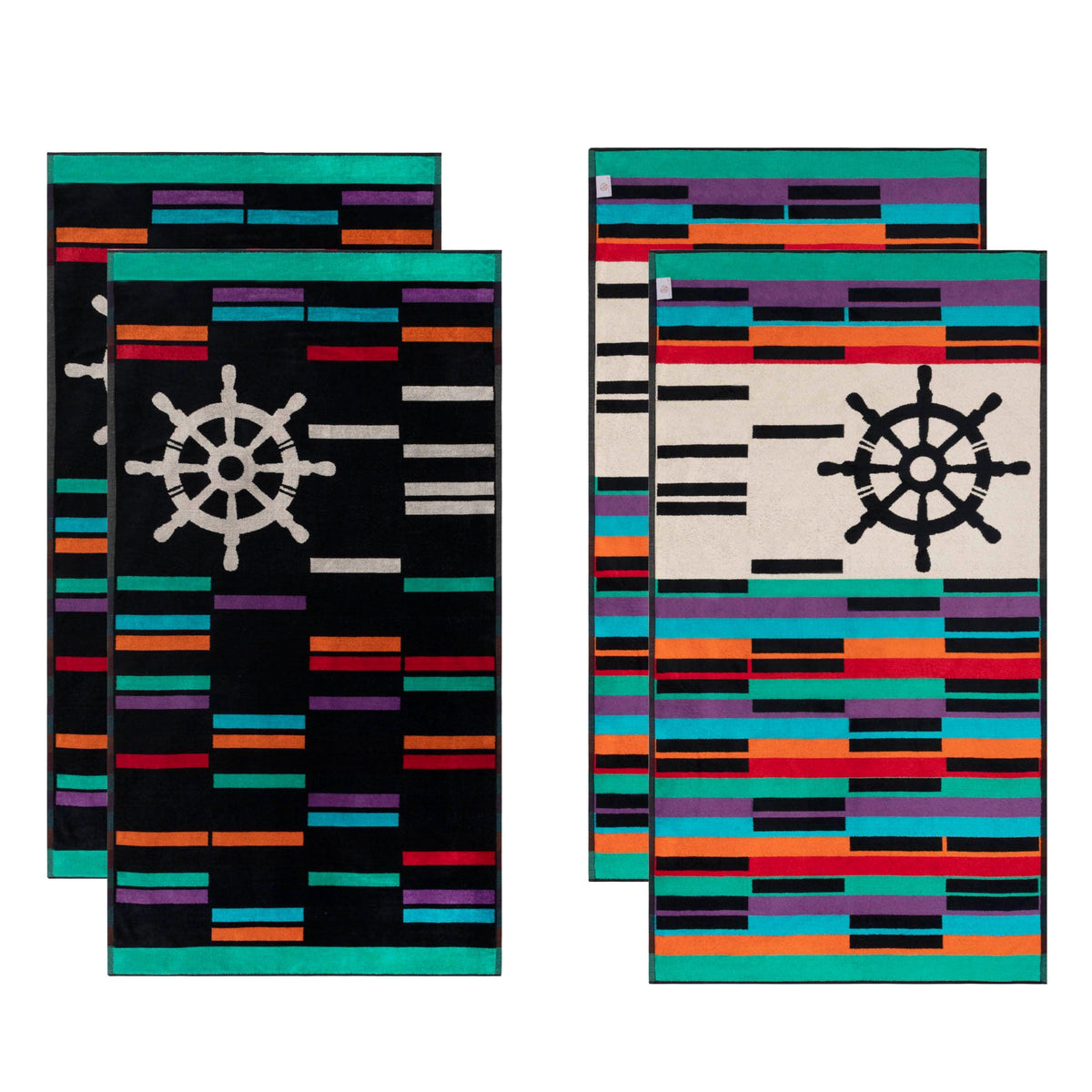 Retro Spin Wheel Oversized 4 Piece Beach Towel Set
