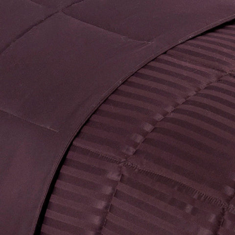 Reversible Down Alternative All-Season Solid Striped Blanket