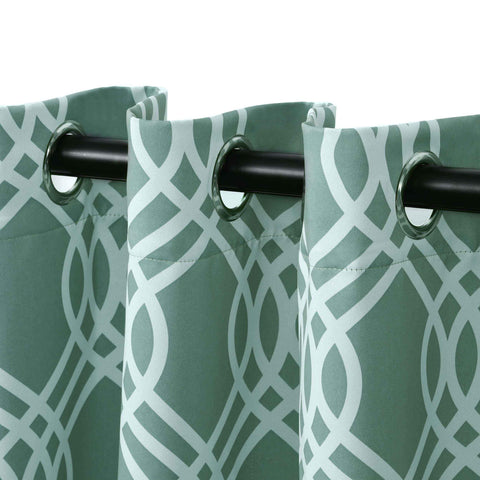 Ribbon Trellis Washable Room Darkening Blackout Curtains, Set of 2