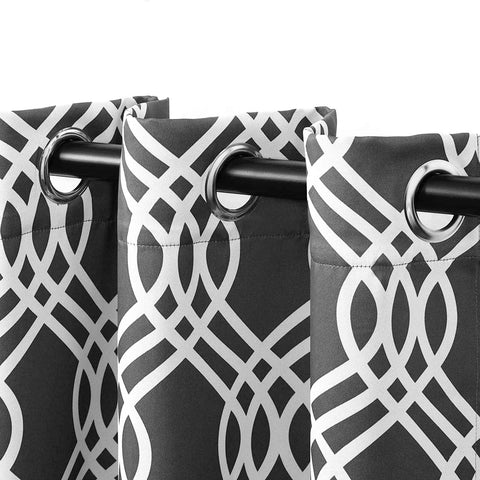 Ribbon Trellis Washable Room Darkening Blackout Curtains, Set of 2