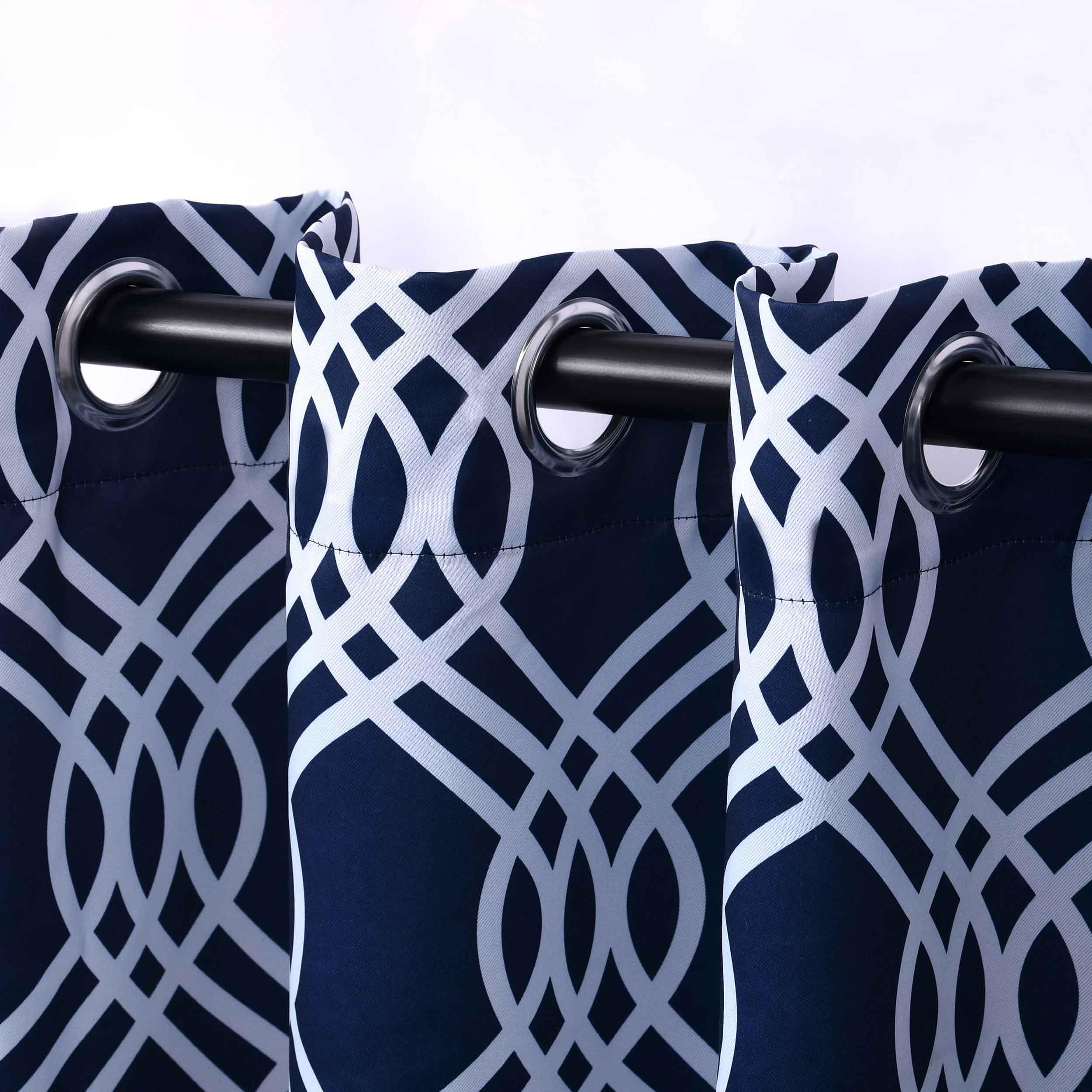 Ribbon Trellis Washable Room Darkening Blackout Curtains, Set of 2