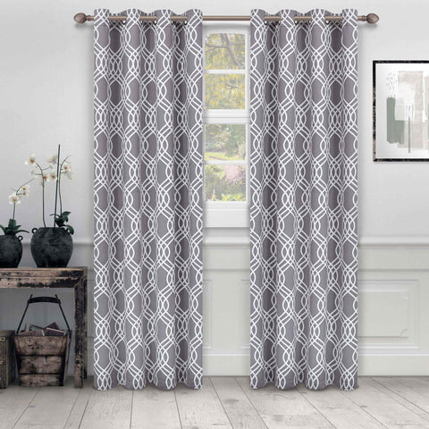 Ribbon Trellis Washable Room Darkening Blackout Curtains, Set of 2