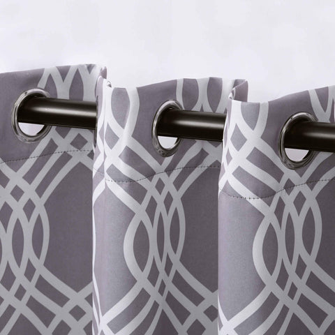 Ribbon Trellis Washable Room Darkening Blackout Curtains, Set of 2