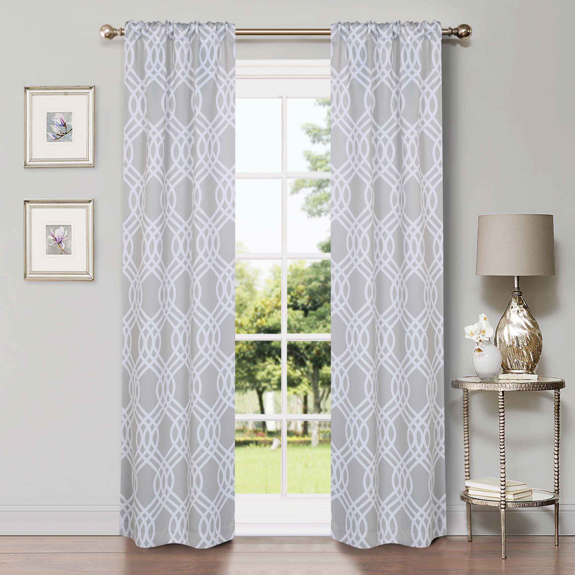 Ribbon Trellis Washable Room Darkening Blackout Curtains, Set of 2