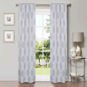 Ribbon Trellis Washable Room Darkening Blackout Curtains, Set of 2