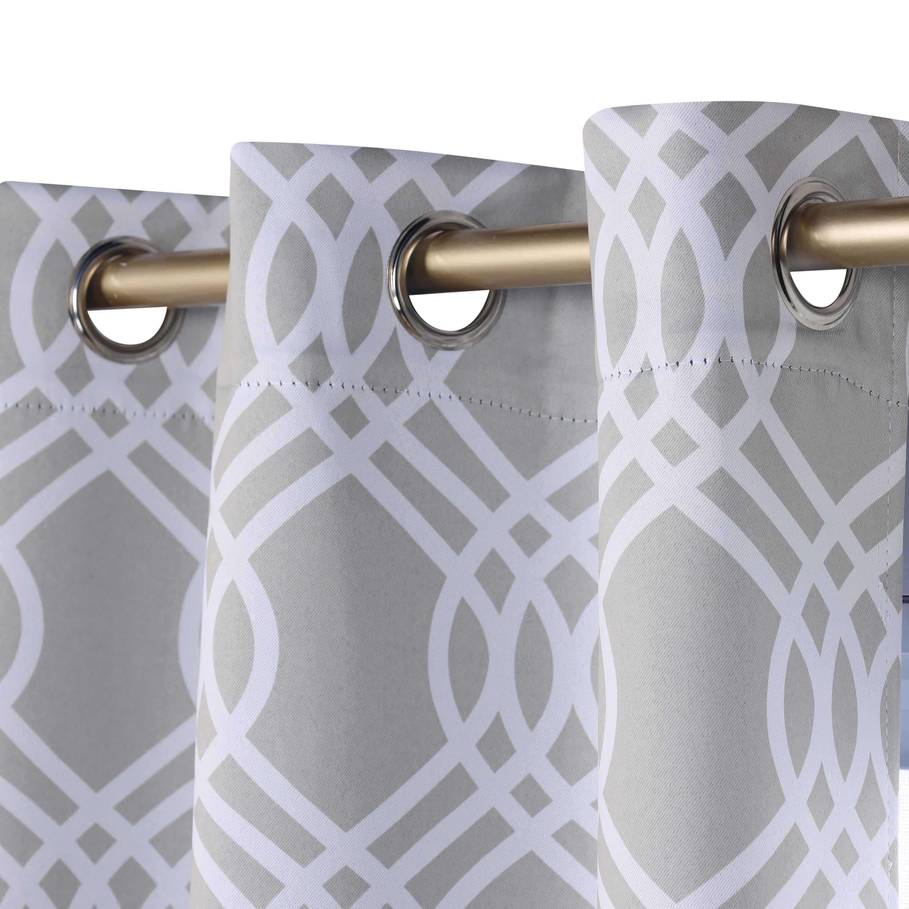 Ribbon Trellis Washable Room Darkening Blackout Curtains, Set of 2