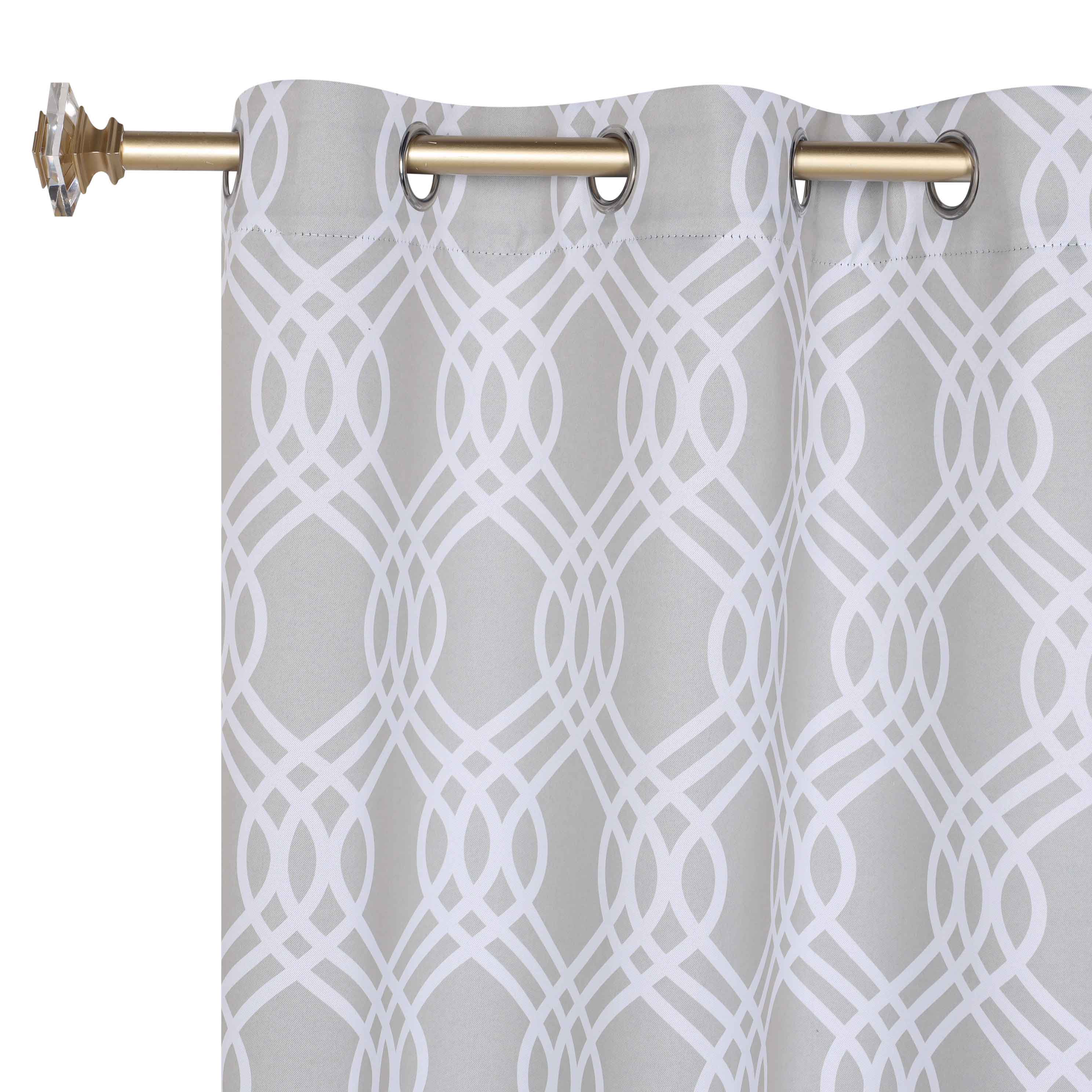 Ribbon Trellis Washable Room Darkening Blackout Curtains, Set of 2