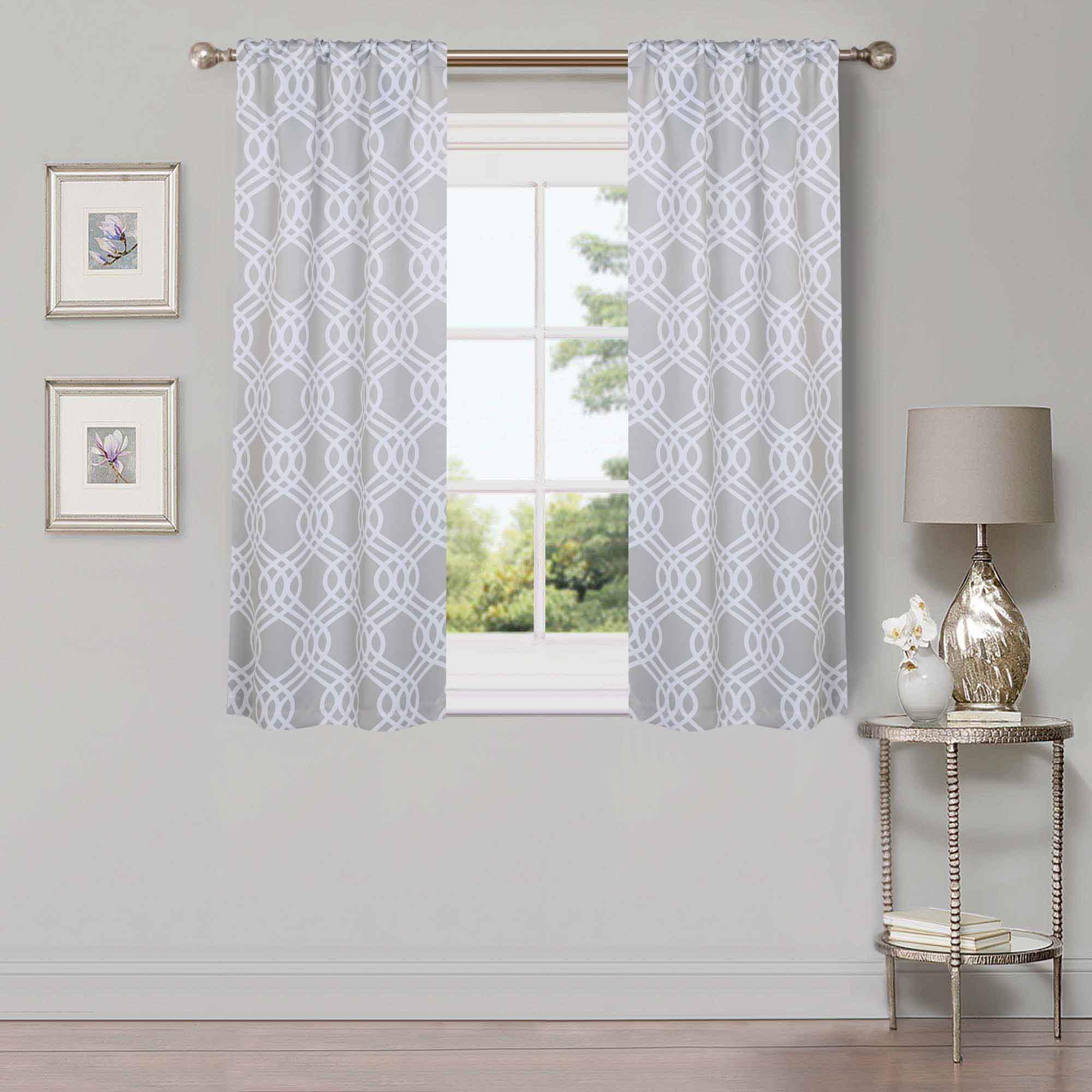 Ribbon Trellis Washable Room Darkening Blackout Curtains, Set of 2