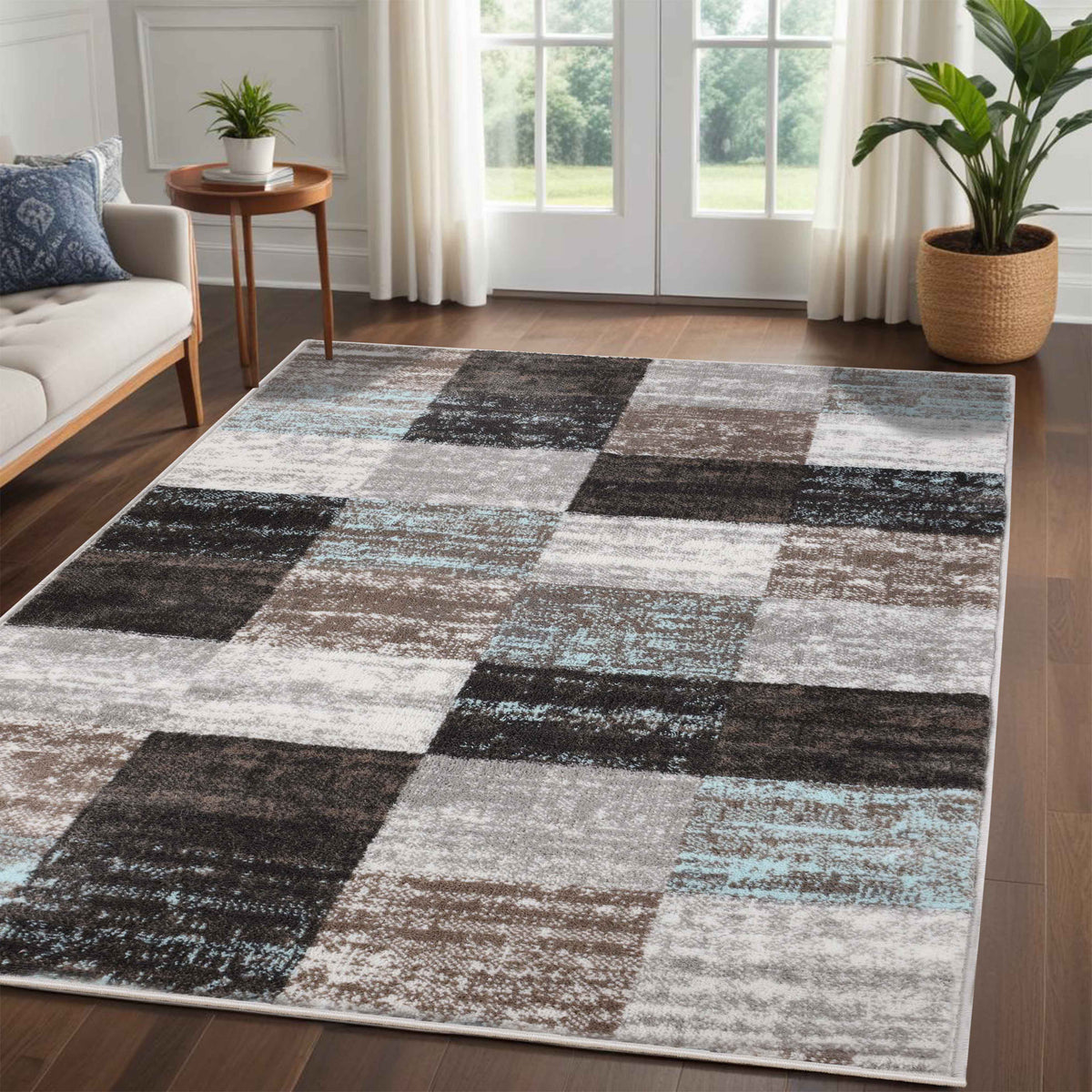 Rockaway Modern Geometric Checkered Indoor Area Rug Or Runner
