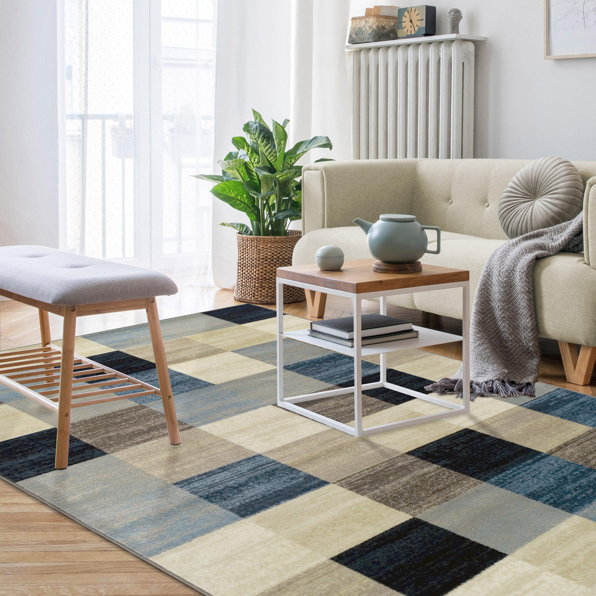 Rockaway Modern Geometric Checkered Indoor Area Rug Or Runner