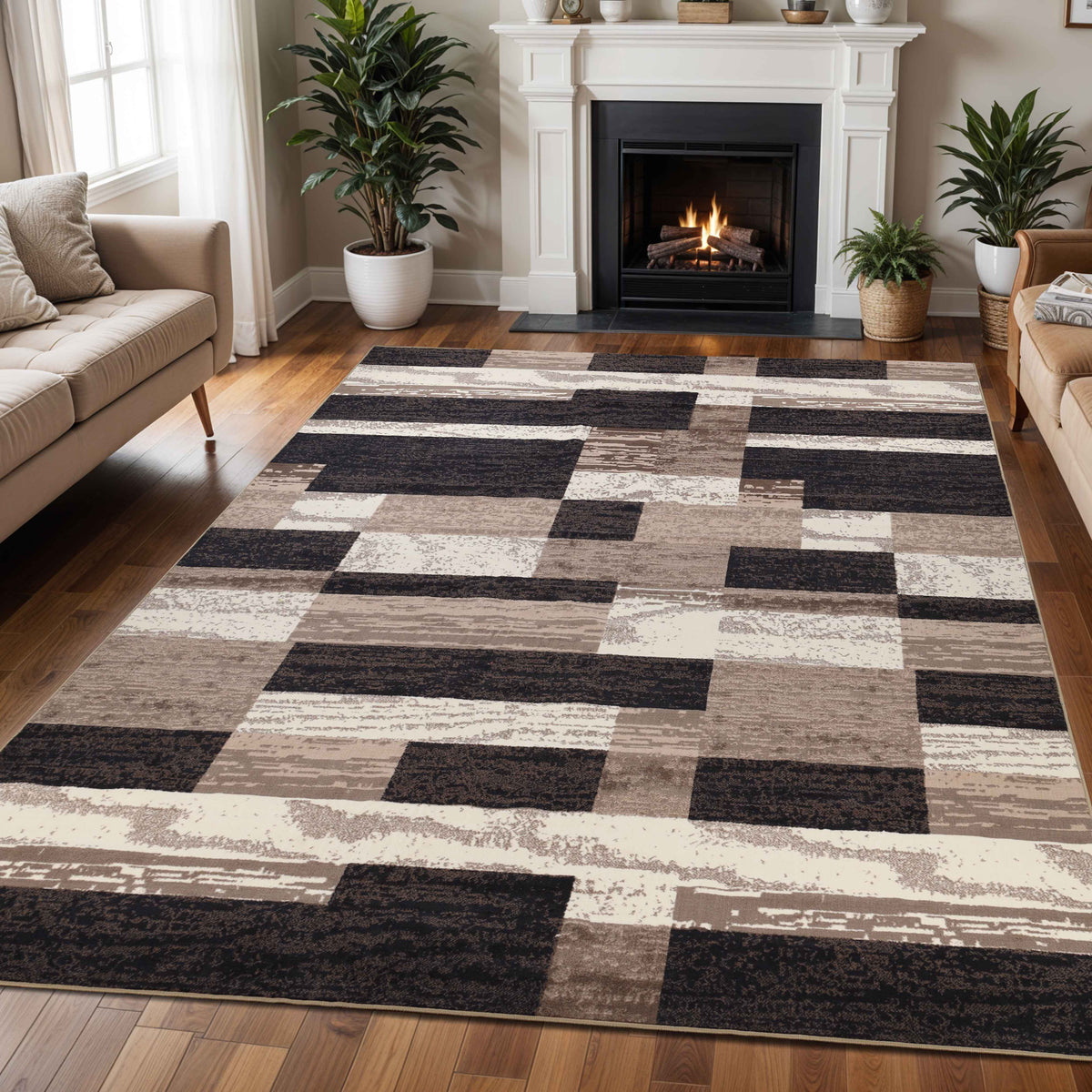Rockwood Modern Geometric Patchwork Indoor Area Rug or Runner
