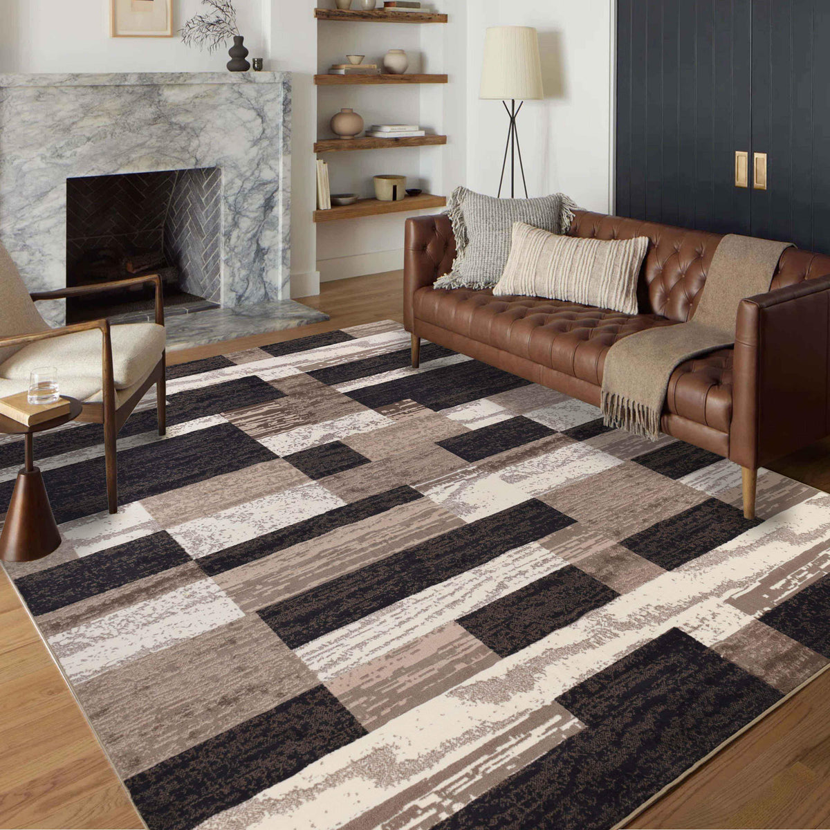 Rockwood Modern Geometric Patchwork Indoor Area Rug or Runner