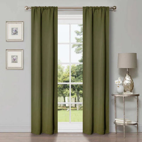Blackout Curtains Rod Pocket Solid Room Darkening Set of 2