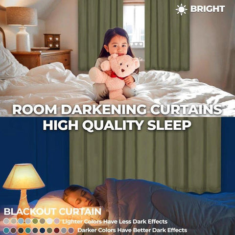 Blackout Curtains Rod Pocket Solid Room Darkening Set of 2