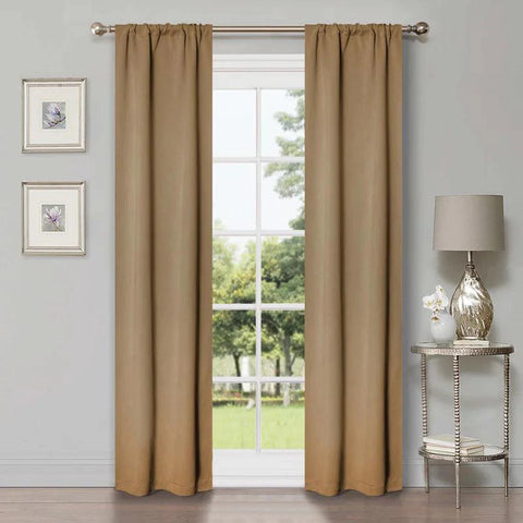 Blackout Curtains Rod Pocket Solid Room Darkening Set of 2