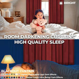 Rod Pocket Room Darkening Solid Blackout Curtains, Set of 2