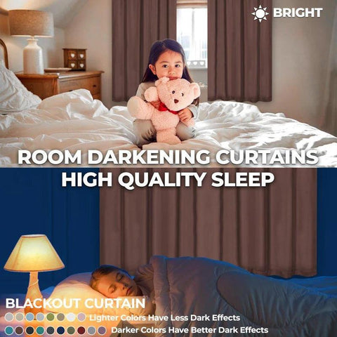 Blackout Curtains Rod Pocket Solid Room Darkening Set of 2