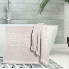 Rolla Cotton Geometric Jacquard Plush Absorbent Bath Sheet Set of 2