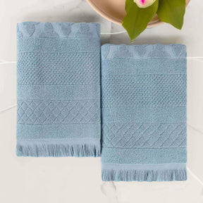 Rolla Cotton Geometric Jacquard Plush Absorbent Bath Sheet Set of 2