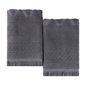 Rolla Cotton Geometric Jacquard Plush Absorbent Bath Sheet Set of 2