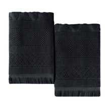 Rolla Cotton Geometric Jacquard Plush Absorbent Bath Sheet Set of 2