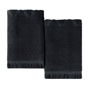 Rolla Cotton Geometric Jacquard Plush Absorbent Bath Sheet Set of 2