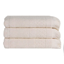 Rolla Cotton Geometric Jacquard Plush Absorbent Bath Towel Set of 3