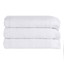 Rolla Cotton Geometric Jacquard Plush Absorbent Bath Towel Set of 3